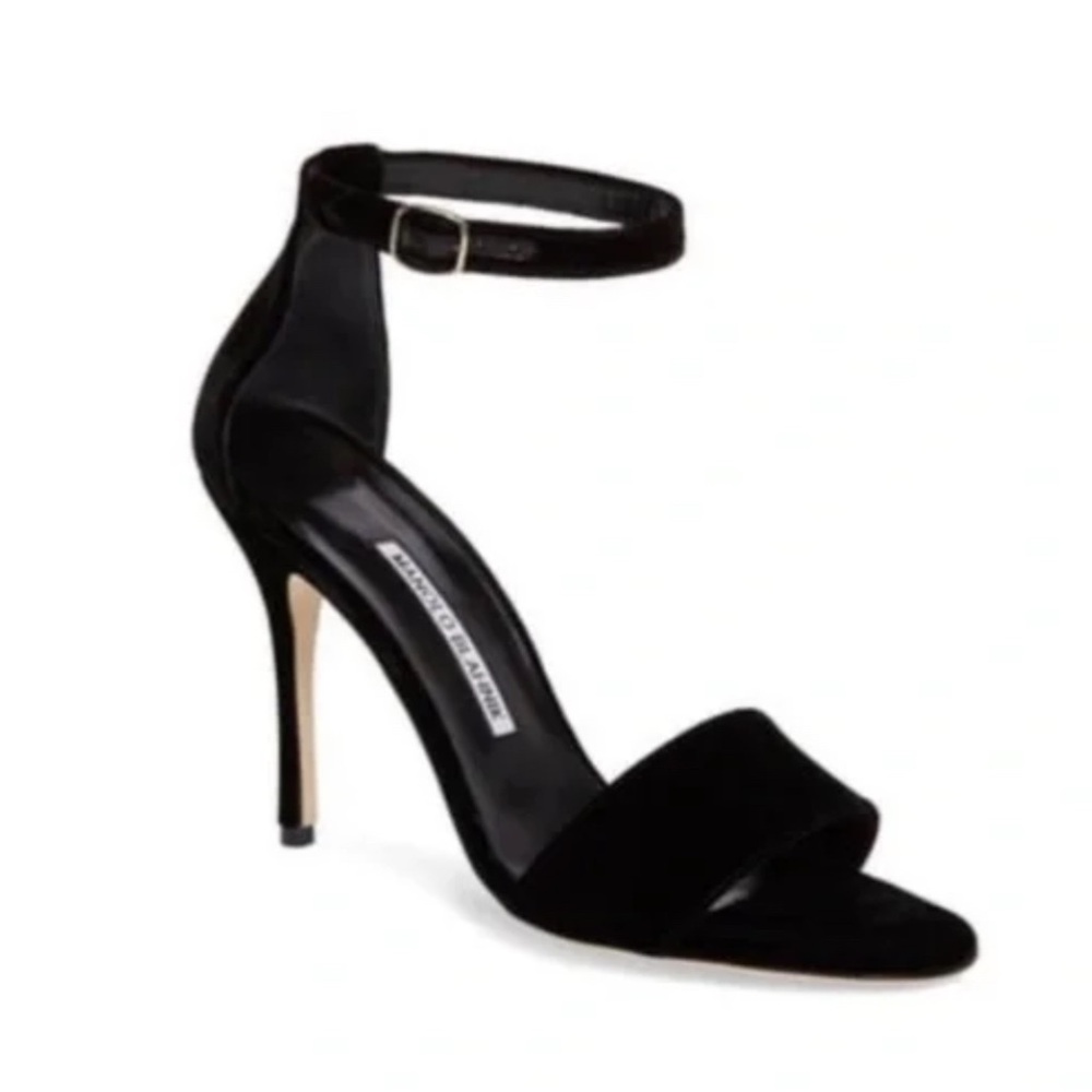 Manolo Blahnik Tres 105 in Black Suede